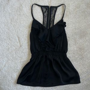 Guess peplum top in satin black